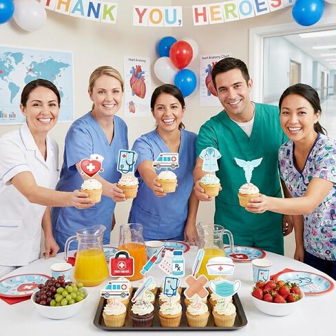 Nurse Cupcake Toppers, 24pcs Nurses Week Cake Decoration Nursing School Graduation Cupcake Toppers, Nurse Day Cupcake Toppers for Nursing School Celebration Supplies in Saudi Arabia