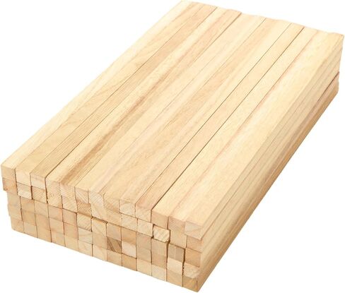 100PCS 1/2" x 12" Square Dowel Rods, Square Wooden Sticks for Crafts, Unfinished Wood Strips for Woodworking, Crafting, Home Decor, Model Making in Kuwait