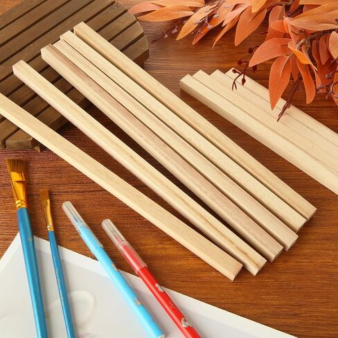 100PCS 1/2" x 12" Square Dowel Rods, Square Wooden Sticks for Crafts, Unfinished Wood Strips for Woodworking, Crafting, Home Decor, Model Making in Kuwait
