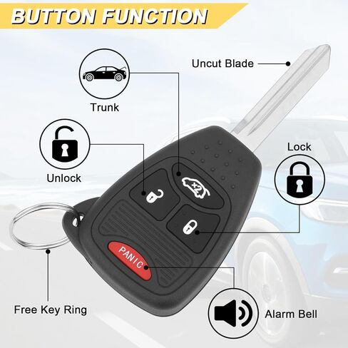 Vurkcy Key Fob Replacement for 2004-2007 Chrysler Caravan& Grand Caravan Town Country/ 04-08 Pacifica/ 05-07 Liberty Car Keyless Entry Remote Control, OHT692427AA OHT692713AA, 4-Btn in Kuwait