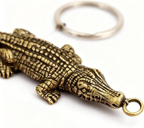 HOMSFOU Retro Mini Alligator Keychain Pendant Lightweight Brass Animal Charm for Keys Bags Accessories Vintage Decorative Keychain Hanging Ornament in Kuwait