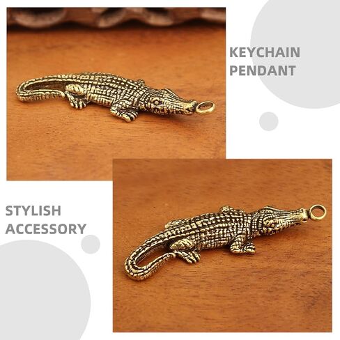 HOMSFOU Retro Mini Alligator Keychain Pendant Lightweight Brass Animal Charm for Keys Bags Accessories Vintage Decorative Keychain Hanging Ornament in Kuwait