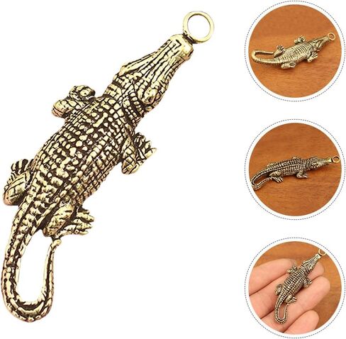 HOMSFOU Retro Mini Alligator Keychain Pendant Lightweight Brass Animal Charm for Keys Bags Accessories Vintage Decorative Keychain Hanging Ornament in Kuwait
