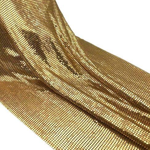 Sparkly Metal Mesh Fabric, 45 x 150 cm, Chainmail Jewelry Dress Craft Bag Making (Golden) in Saudi Arabia