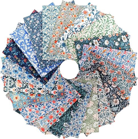 20Pcs Vintage Floral Fabric 10 x 10 Inch Quilting Patchwork Fabric Squares Precut Fat Quarter Bundles Sewing Fabrics for DIY Art Crafts Scrapbooking Hand Sewing Projects in Kuwait