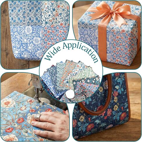 20Pcs Vintage Floral Fabric 10 x 10 Inch Quilting Patchwork Fabric Squares Precut Fat Quarter Bundles Sewing Fabrics for DIY Art Crafts Scrapbooking Hand Sewing Projects in Kuwait