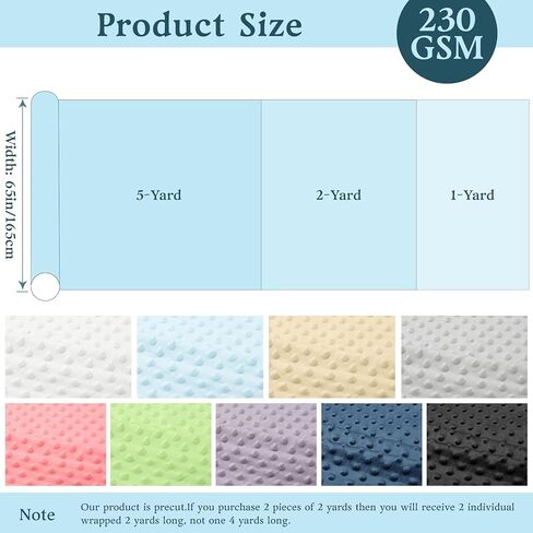 1 Yard Light Blue Minky Dot Fabric by The Yard, Soft Plush Fleece, Cuddle Dimple Dot for Sewing Baby Blankets, Pillow Covers & Crafts (1 Yard, Light Blue) in Kuwait