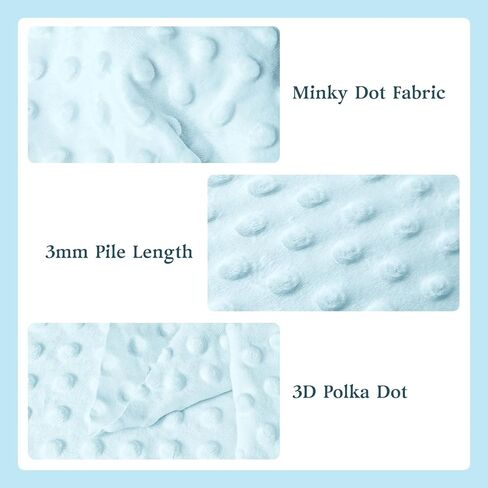 1 Yard Light Blue Minky Dot Fabric by The Yard, Soft Plush Fleece, Cuddle Dimple Dot for Sewing Baby Blankets, Pillow Covers & Crafts (1 Yard, Light Blue) in Kuwait