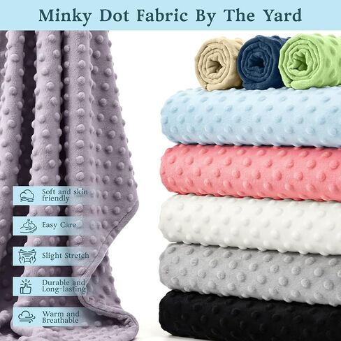 1 Yard Light Blue Minky Dot Fabric by The Yard, Soft Plush Fleece, Cuddle Dimple Dot for Sewing Baby Blankets, Pillow Covers & Crafts (1 Yard, Light Blue) in Kuwait