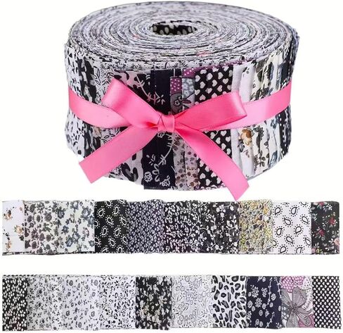 40 Pcs Floral Cotton Fabric Strips, Jelly Roll Multi Pattern Printed Fabric for Quilting Sewing DIY Craft, 2.5"x19.6" in Kuwait