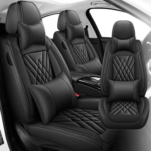Car Seat Covers Compatible with Honda Cr-V 1999-2025, Leather Airbag Compatible 360°Full Wrapped Storage Pocket Zipper Design Easy to Clean Wear Resistant(Black Blue, Full Set) in Kuwait