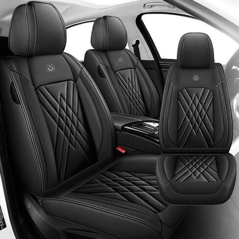 Car Seat Covers Compatible with Honda Cr-V 1999-2025, Leather Airbag Compatible 360°Full Wrapped Storage Pocket Zipper Design Easy to Clean Wear Resistant(Black Blue, Full Set) in Kuwait