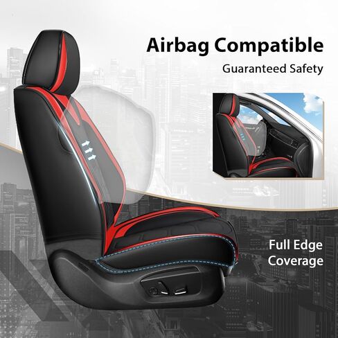 Car Seat Covers Full Set for Hyundai Accent 2002-2022,Durable Waterproof Luxury Universal,Easy to Install Napa Leather Cover Set for Cars,Full Seats,Black Red in Saudi Arabia
