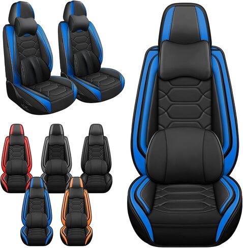 Car Seat Covers Full Set for Hyundai Accent 2002-2022,Durable Waterproof Luxury Universal,Easy to Install Napa Leather Cover Set for Cars,Full Seats,Black Red in Saudi Arabia