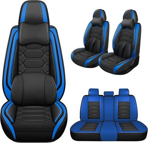 Car Seat Covers Full Set for Hyundai Accent 2002-2022,Durable Waterproof Luxury Universal,Easy to Install Napa Leather Cover Set for Cars,Full Seats,Black Red in Saudi Arabia
