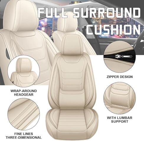 Car Seat Cover Full Set for Honda Odyssey Seat Covers 2000-2025, Nappa Leather Waterproof Seat Covers for Cars, Airbag Compatible, Universal Automotive Seat Covers(Standard 5 Seats/Beige) in Saudi Arabia