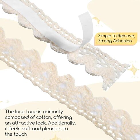3 Pack Lace Washi Tape 0.6" Wide 2 Yards Self-Adhesive Ivory Lace Ribbon Vintage Masking Decorative Crochet Ribbon for Craft Scrapbook DIY Wedding Bridal Gifts Decoration Card Making(Beige) in Kuwait
