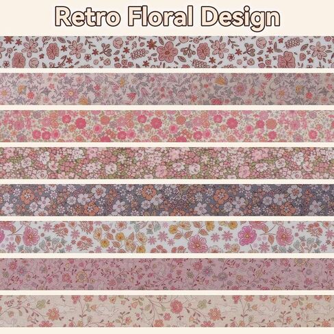 8 Rolls Washi Tape Set, Vintage Washi Tapes Decorative Masking Tape for Journaling Scrapbook DIY Crafts Wrapping (Flowers) in Saudi Arabia
