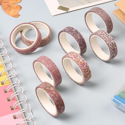 8 Rolls Washi Tape Set, Vintage Washi Tapes Decorative Masking Tape for Journaling Scrapbook DIY Crafts Wrapping (Flowers) in Saudi Arabia