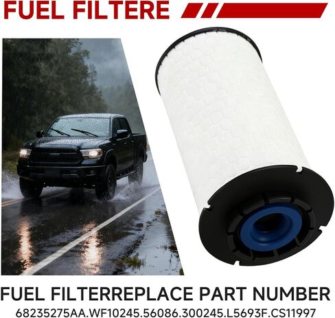 68235275AA Fuel Filter Element Replacement for Ram, Dodge, Jeep, and Chrysler 1500 3.0L V6 2014-2019 Ecodiesel Engine Replaces 300245 WF10245 CS11997 L5693F 56086 in Saudi Arabia