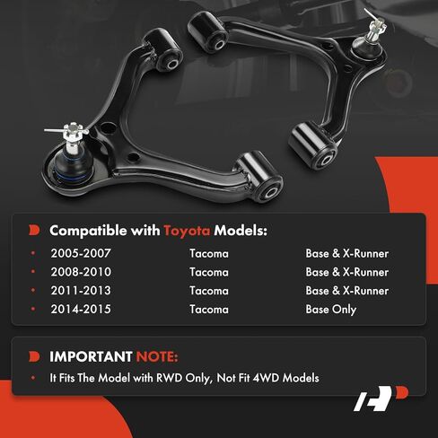 A-Premium 2 x Front Upper Control Arms, with Ball Joint & Bushing, Compatible with Toyota Tacoma 2005-2015, RWD Only in Kuwait