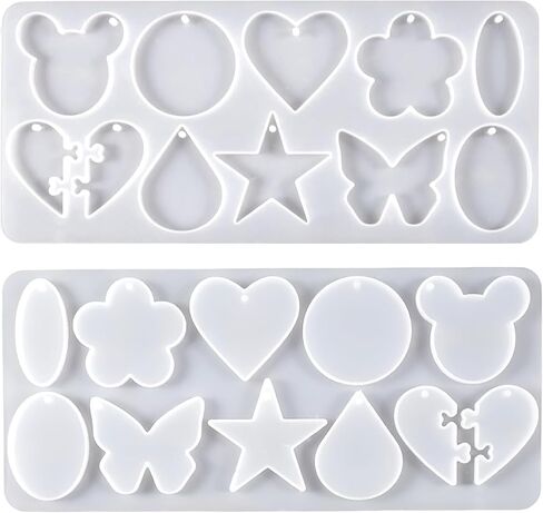 شكل قلب الراتنج سيليكون قوالب 5 مجموعة 3D DIY الفن الأشكال لامعة متعددة الوظائف اليدوية أداة العقيق مجوهرات قلادة ديكور المنزل الصابون شمعة هدية عيد الحب in Kuwait