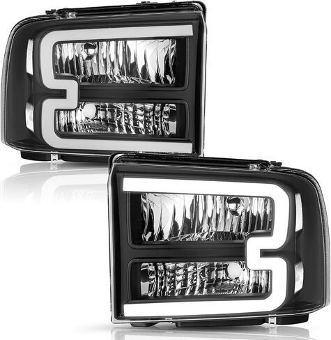 TUSDAR Headlight Assembly Set Fit for 05-07 Ford F250 F350 F450 F550 Super Duty / 2005 Ford Excursion Driver Passenger Side, Chrome Housing with Amber Reflector in Saudi Arabia