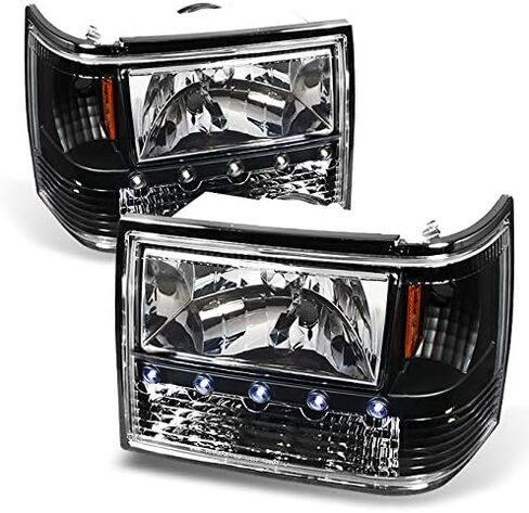 AKKON - For 93-98 لسيارة جيب جراند شيروكي Clear 1 قطعة DRL LED المصابيح الأمامية مع زوج إشارة الزاوية ومصابيح المصد in Kuwait