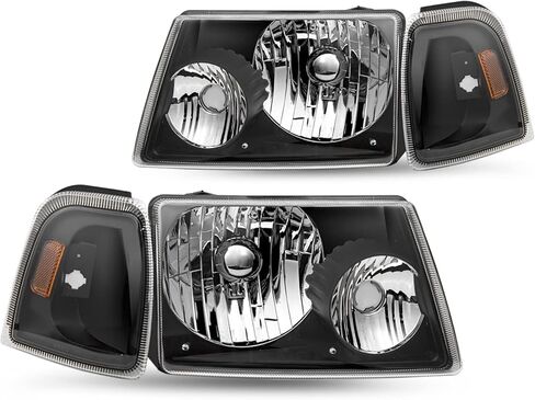 TUSDAR Headlight Assembly Set for 2001-2011 Ford Ranger with Corner Light 4PCS Driver Passenger Side (Black Housing & Clear Reflector) in Saudi Arabia