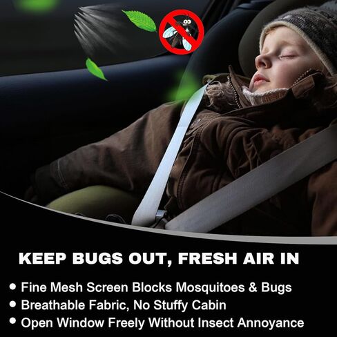 Car Window Shades, Upgrade Double Mesh Car Side Windows Cover for Heat Shading and Bug&UV Protection, Breathable Front/Rear Cars Curtains for Camping Traveling (Front + Rear Windows/4pcs) in Kuwait