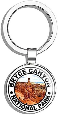 HJ Media Round Bryce Canyon National Park (Hike Hiking Inspiration Point) Metal Round Metal Key Chain Keychain Ring in Kuwait