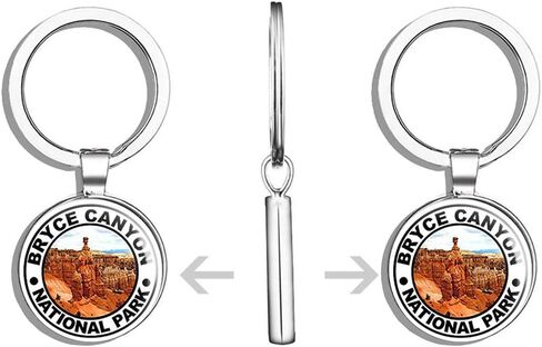 HJ Media Round Bryce Canyon National Park (Hike Hiking Inspiration Point) Metal Round Metal Key Chain Keychain Ring in Kuwait