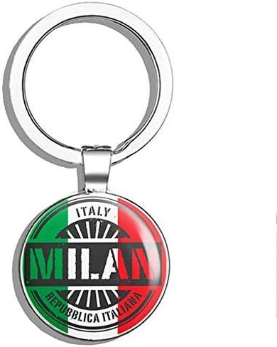 Milan Italy Round Steel Metal Key Chain Keychain Ring Double Sided Deisgn in Kuwait
