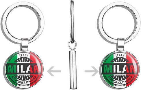 Milan Italy Round Steel Metal Key Chain Keychain Ring Double Sided Deisgn in Kuwait