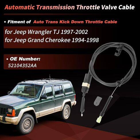 52104352AA Throttle Valve Cable for Jeep Wrangler TJ 1997-2002 for Jeep Grand Cherokee 1994-1998 Throttle Accelerator Cable Automatic Transmission Transaxle Kick Down Cable in Kuwait
