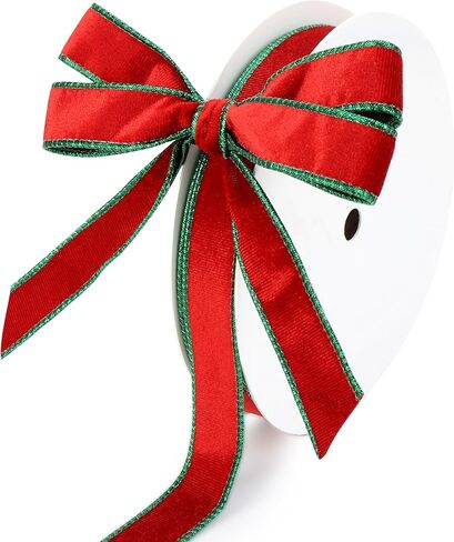 Black and Gold Velvet Wired Ribbon 1 Inch x 20 Yards, Thin Two Tone Christmas Tree Ribbon for Gift Wrapping, Wreath Bows, Crafts, Holiday Decor in Saudi Arabia