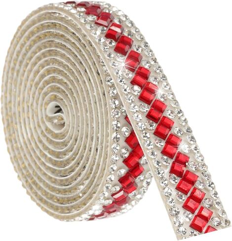 uxcell 1 Yard Rhinestone Ribbon, 3mm x 3mm Self-Adhesive Crystal Rhinestone Strips, for Clothing DIY Arts Crafts Wedding Party Supplies Rainbow in Kuwait