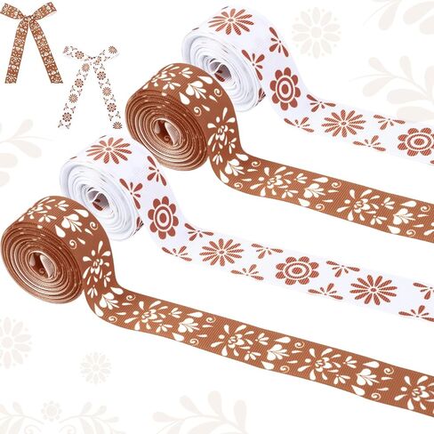 أشرطة Talavera Grosgrain الوردية المكسيكية 4 لفات 20 ياردة لتغليف الهدايا Cielito Lindo ديكورات الحفلات، شريط قماش وردي ناعم للحفلات المكسيكية لصالح الحفلات اليدوية DIY إكليل من الزهور in Kuwait