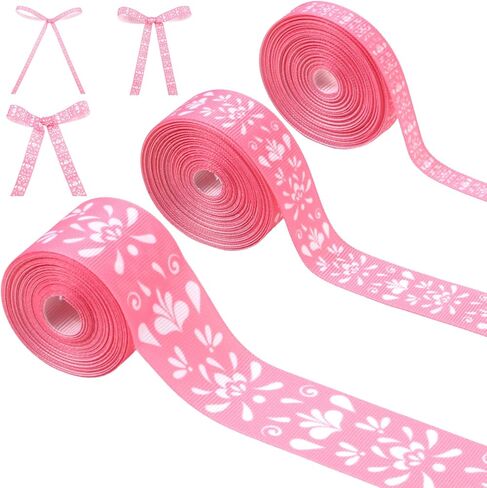أشرطة Talavera Grosgrain الوردية المكسيكية 4 لفات 20 ياردة لتغليف الهدايا Cielito Lindo ديكورات الحفلات، شريط قماش وردي ناعم للحفلات المكسيكية لصالح الحفلات اليدوية DIY إكليل من الزهور in Kuwait