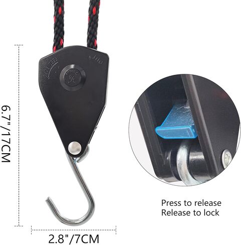 Rope Tie Downs, 3/8" x 15ft Straps Heavy Duty Adjustable Pulley Rope Clip Hanger for Kayak Canoe(2-Pack) in Saudi Arabia
