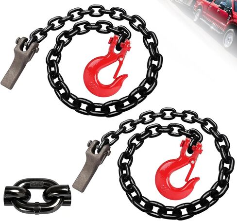 G80 3/8'' Trailer Safety Chain with Chain Retainer & G80 Clevis Snap Hook, 7,100 lbs Working Load,Heavy Duty Transport Binder Tow Chains with Upgraded G80 Clevis Safety Hooks in Saudi Arabia