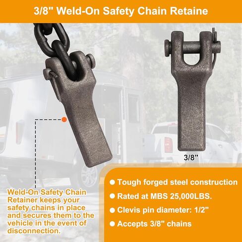 G80 3/8'' Trailer Safety Chain with Chain Retainer & G80 Clevis Snap Hook, 7,100 lbs Working Load,Heavy Duty Transport Binder Tow Chains with Upgraded G80 Clevis Safety Hooks in Saudi Arabia