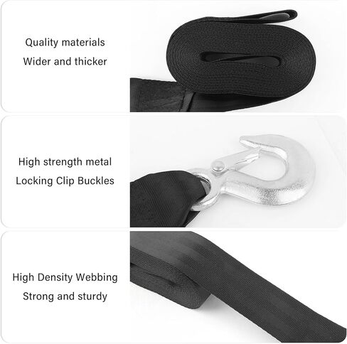 2" x20' 11000 lb Tow Straps Heavy Duty with Tow Hook,Emmergency Recovery Strap,Car Accessories Extension Towing Strap Tree Saver Strap for Winching Fit Trucks,Snowmobile,ATV in Kuwait