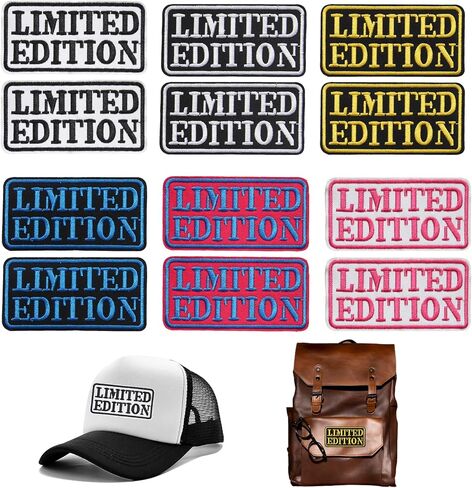 12PCS Limited Edition Embroidery Patches Iron On Multicolor Text Patches for Girl Jackets Bags Hats Apparel Customization in Kuwait