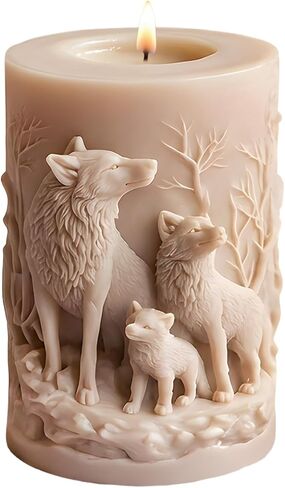 Wolf Family Cylinder Candle Mold Animal Wolf Pillar Silicone Candle Molds for Candles Making Resin Casting Aromatherapy Candles Handmade Wax Home Decor in Saudi Arabia