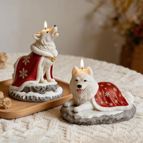 3D Premium Wolf & Samoyed Dog Silicone Candle Molds - Cloaked Animal Molds for Soap, Resin, Christmas DIY Craft & Home Decor in Saudi Arabia