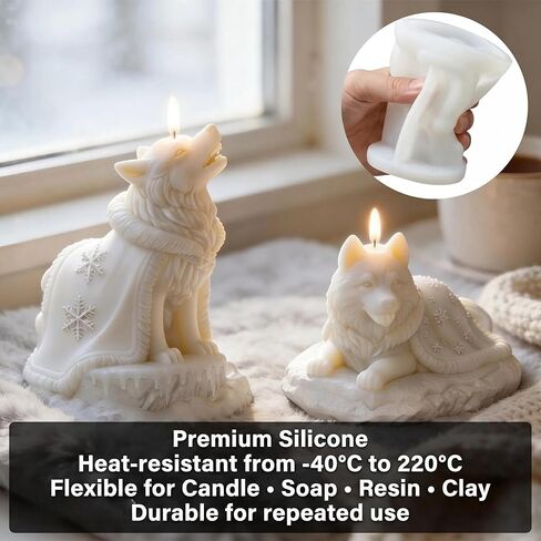 3D Premium Wolf & Samoyed Dog Silicone Candle Molds - Cloaked Animal Molds for Soap, Resin, Christmas DIY Craft & Home Decor in Saudi Arabia