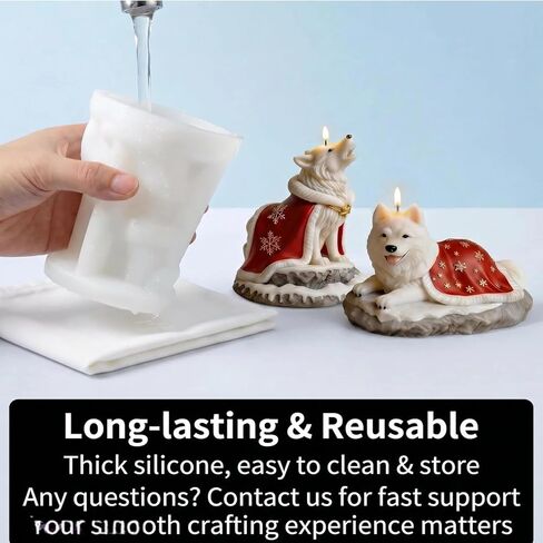 3D Premium Wolf & Samoyed Dog Silicone Candle Molds - Cloaked Animal Molds for Soap, Resin, Christmas DIY Craft & Home Decor in Saudi Arabia