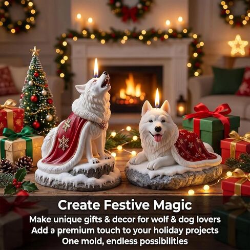3D Premium Wolf & Samoyed Dog Silicone Candle Molds - Cloaked Animal Molds for Soap, Resin, Christmas DIY Craft & Home Decor in Saudi Arabia