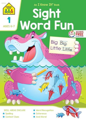 School Zone Sight Word Fun Workbook: 64 Pages, 1st Grade, Word Recognition, Spelling, Letter Sounds, Context Clues, Categorizing, Ages 6 to 7 (I Know It! Book Series) in Kuwait